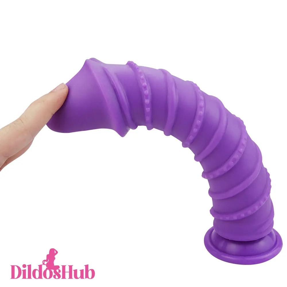 9.65in Flexible Waterproof Dildo With Spiral Threads For Vaginal Use