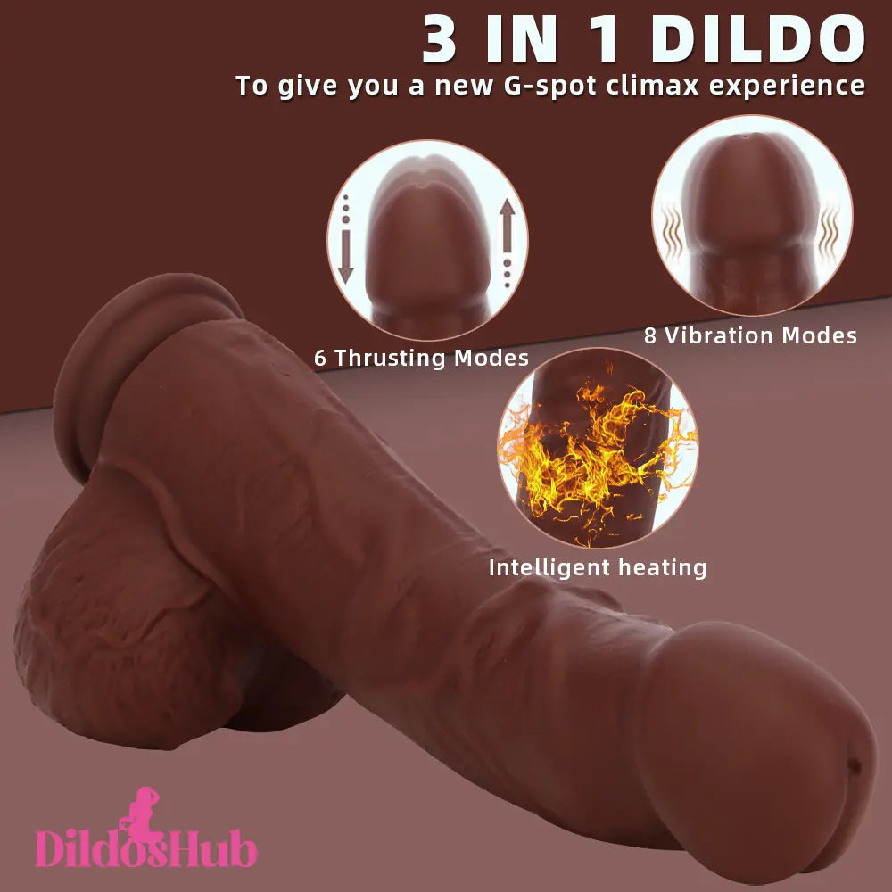 9.84in Real Remote Control Auto Heating Thrusting Vibrating Anal Dildo Dildos Hub