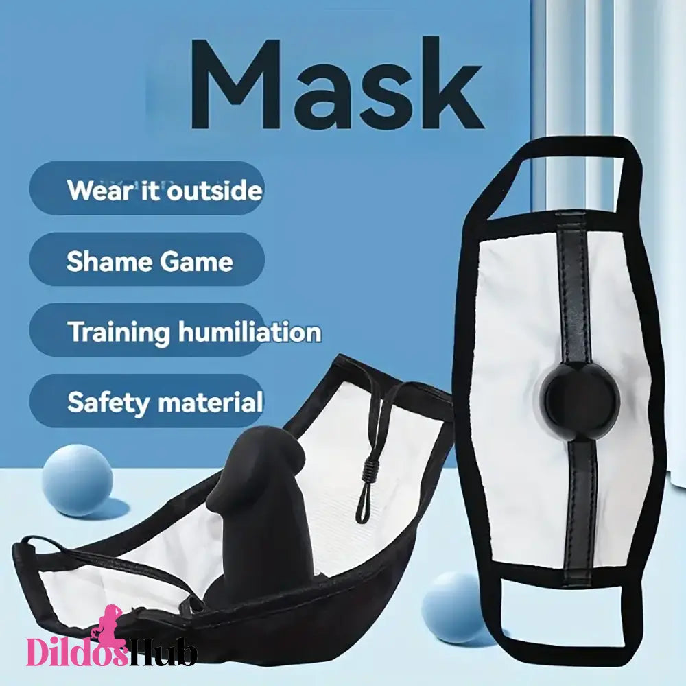 3.11in Wearable Mouth Face Mask Black Mini Dildo For BDSM Flirting Love