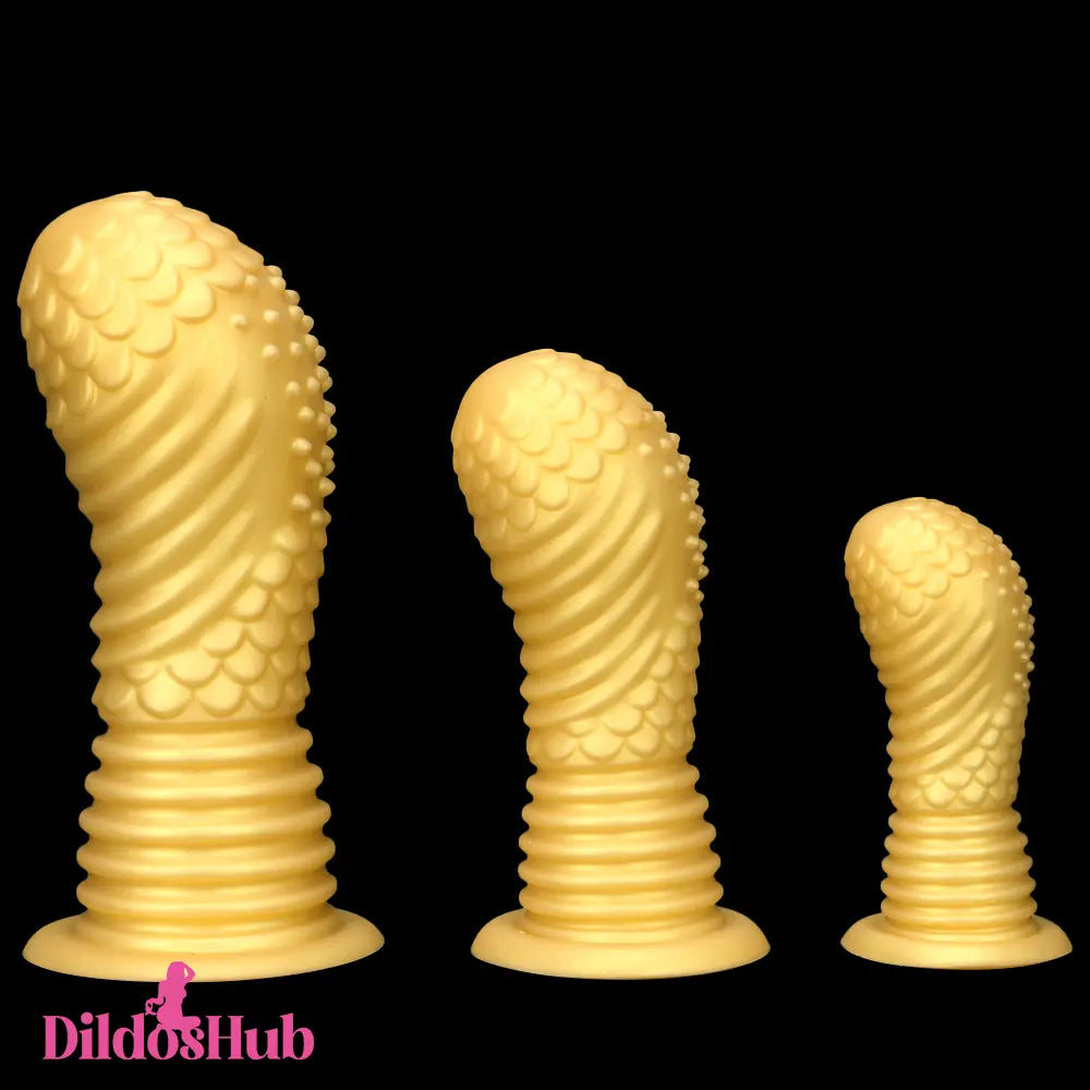 6.1in 8.46in 10.43in Soft Liquid Silicone Thick Gold Male Butt Plug Dildo Dildos Hub