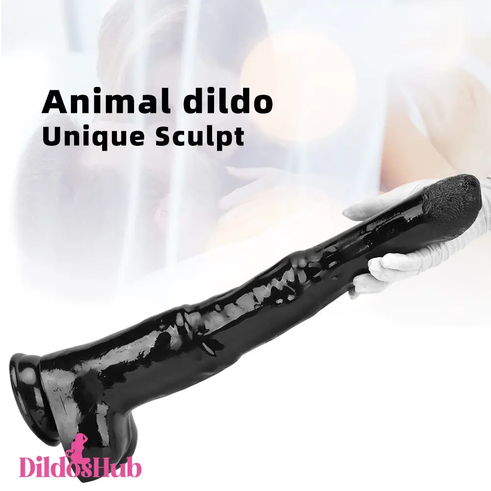 18.5in Big Long Black Dildo Real BDSM Animal Horse Prostate Massager - Dildos Hub