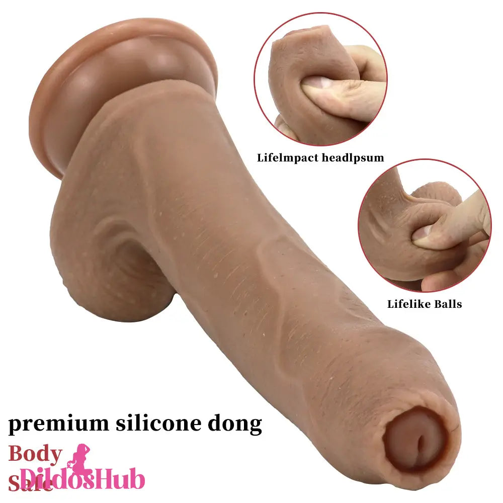 8.66in Silicone Big Soft Uncut Dildo For Vagina Anal Clitoris Stimulator - Dildos Hub