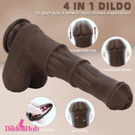 9.05in Ebony 4in1 Heating Thrusting Vibrating Rotation Remote Horse Dildo Dildos Hub