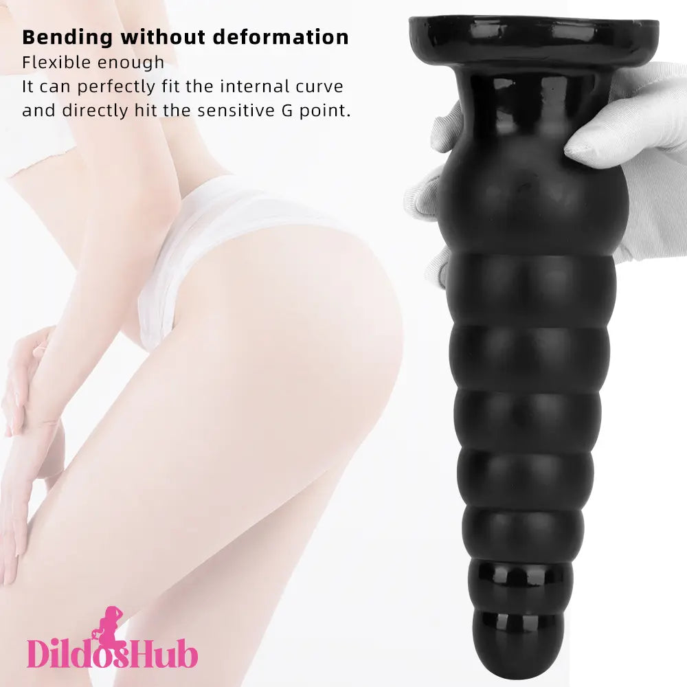 10.63in Realistic Big Silicone Black Dildo Butt Plug For G-spot Simulation Dildos Hub