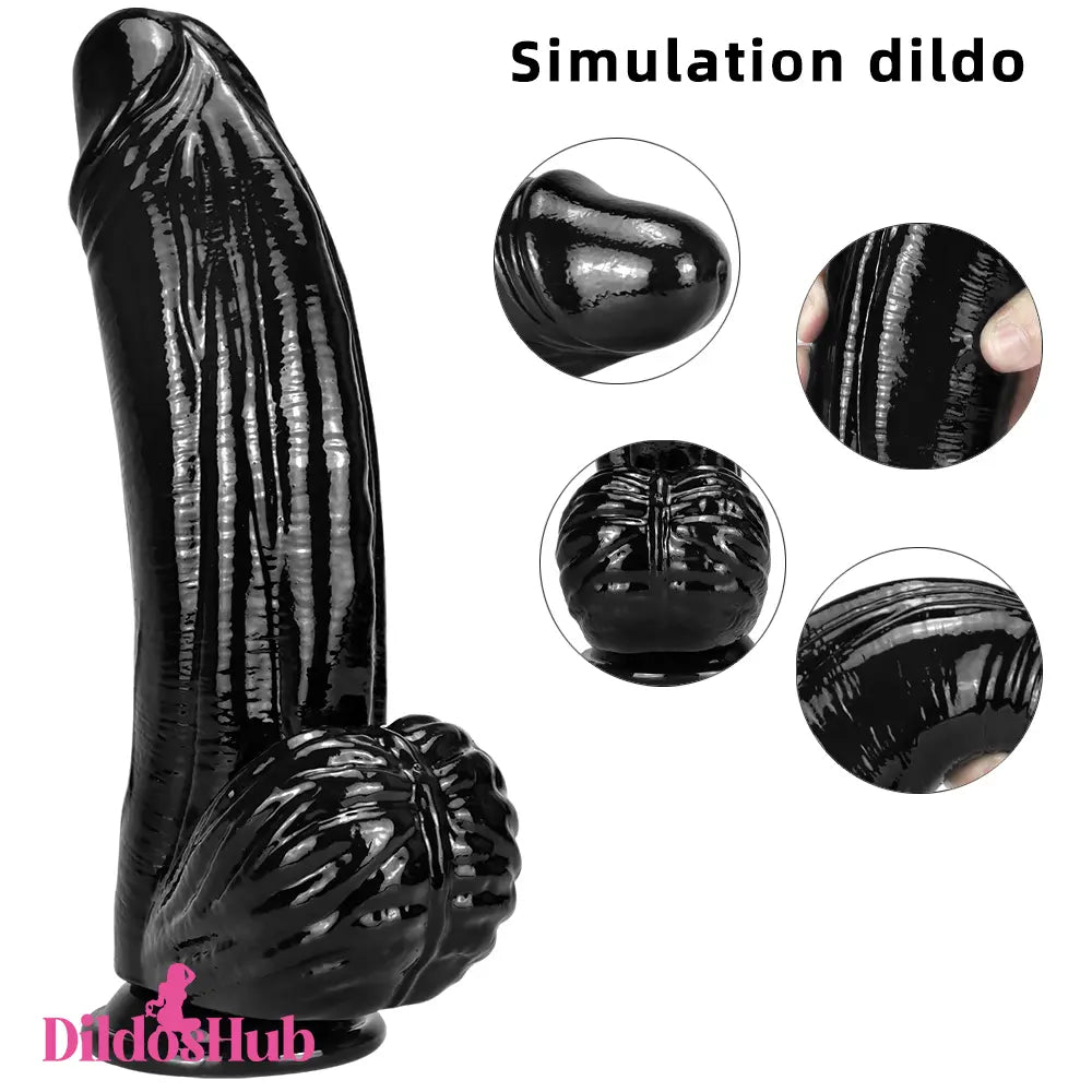 9.05in 10.03in 10.43in Big Black Real Feeling Dildo Female Masturbator - Dildos Hub