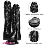 5.51in 5.9in 6.5in 9.44in Big Black Real Feeling PVC Dual Ended Dildo - Dildos Hub