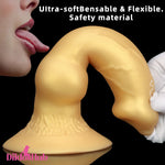 3.81in 7.48in Gold Silicone Soft Small Dog Dildo For Vaginal Masturbator - Dildos Hub
