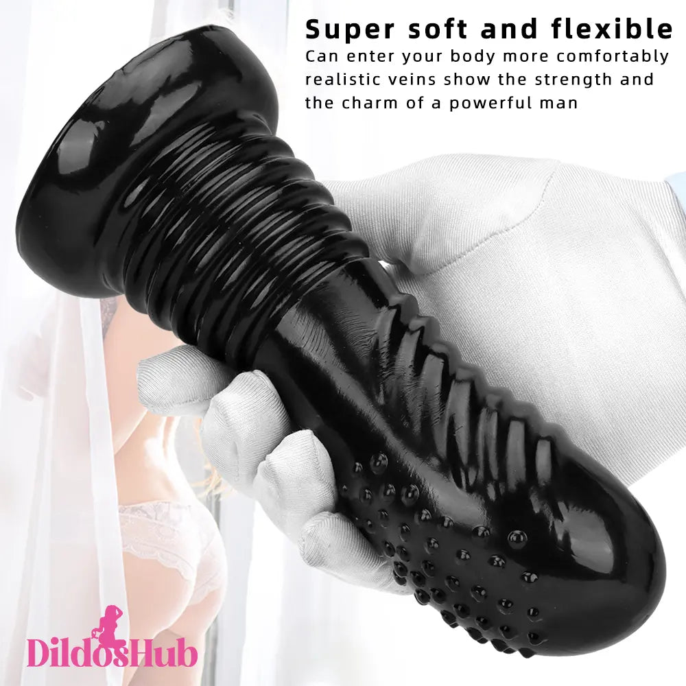 7.08in Fantasy Black Spiked Thick Dildo For Anus Vagina G-spot Simulation Dildos Hub