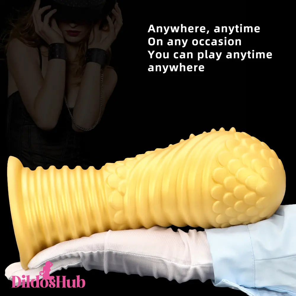 6.1in 8.46in 10.43in Soft Liquid Silicone Thick Gold Male Butt Plug Dildo Dildos Hub