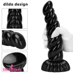 5.51in 7.87in 10.23in Spiral Black Butt Plug Male Female Suction Cup Dildo - Dildos Hub