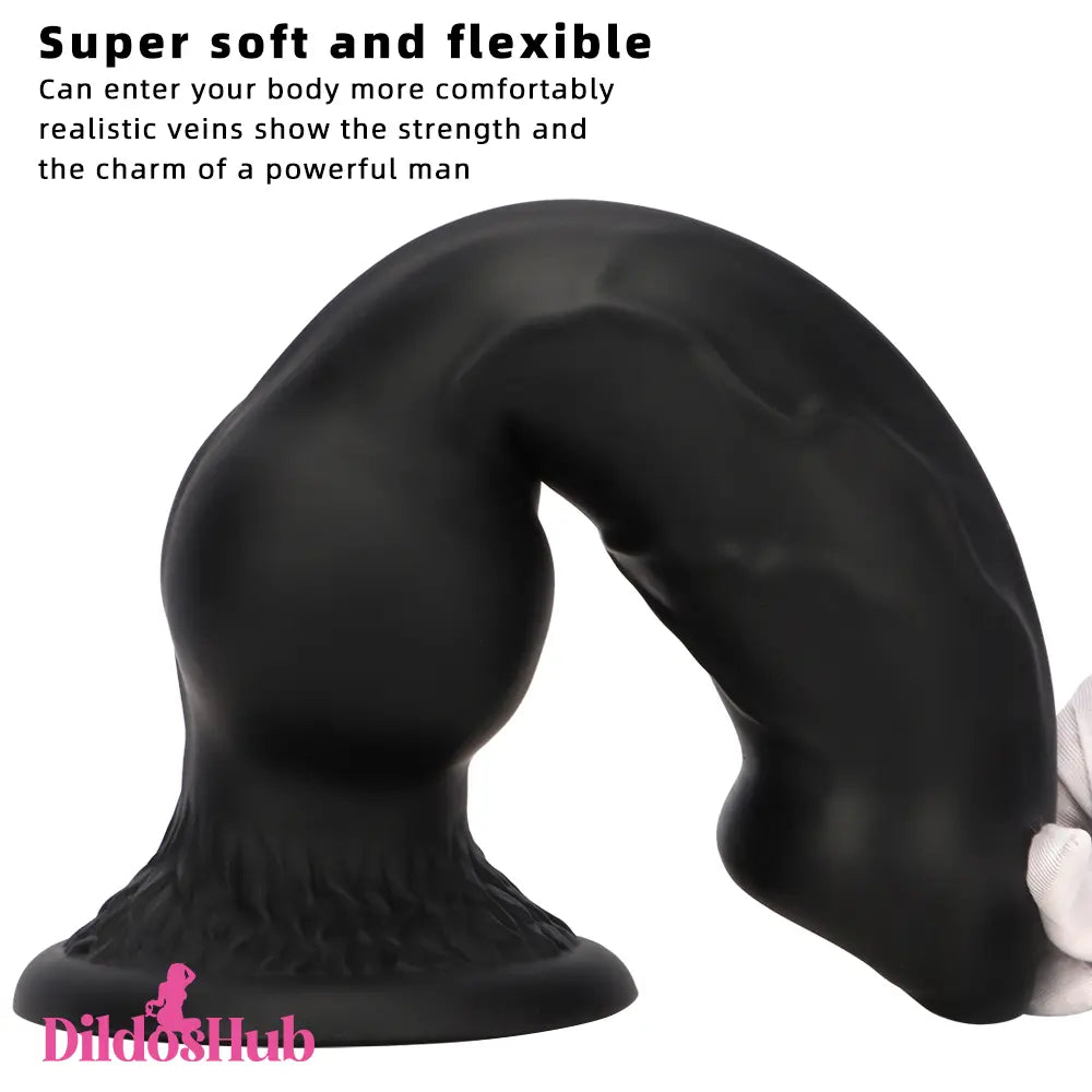 7.28in 7.48in 9.64in 10.62in 13in Big Black Silicone Dog Dildo Sex Toy - Dildos Hub
