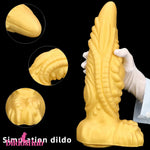 14.56in Gold Liquid Large Soft Long Fantasy Silicone Male Female Dildo Dildos Hub