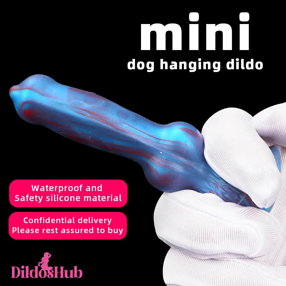 3.81in Mini Soft Silicone Lifelike Animal Dog Knotted Dildo For Beginners - Dildos Hub