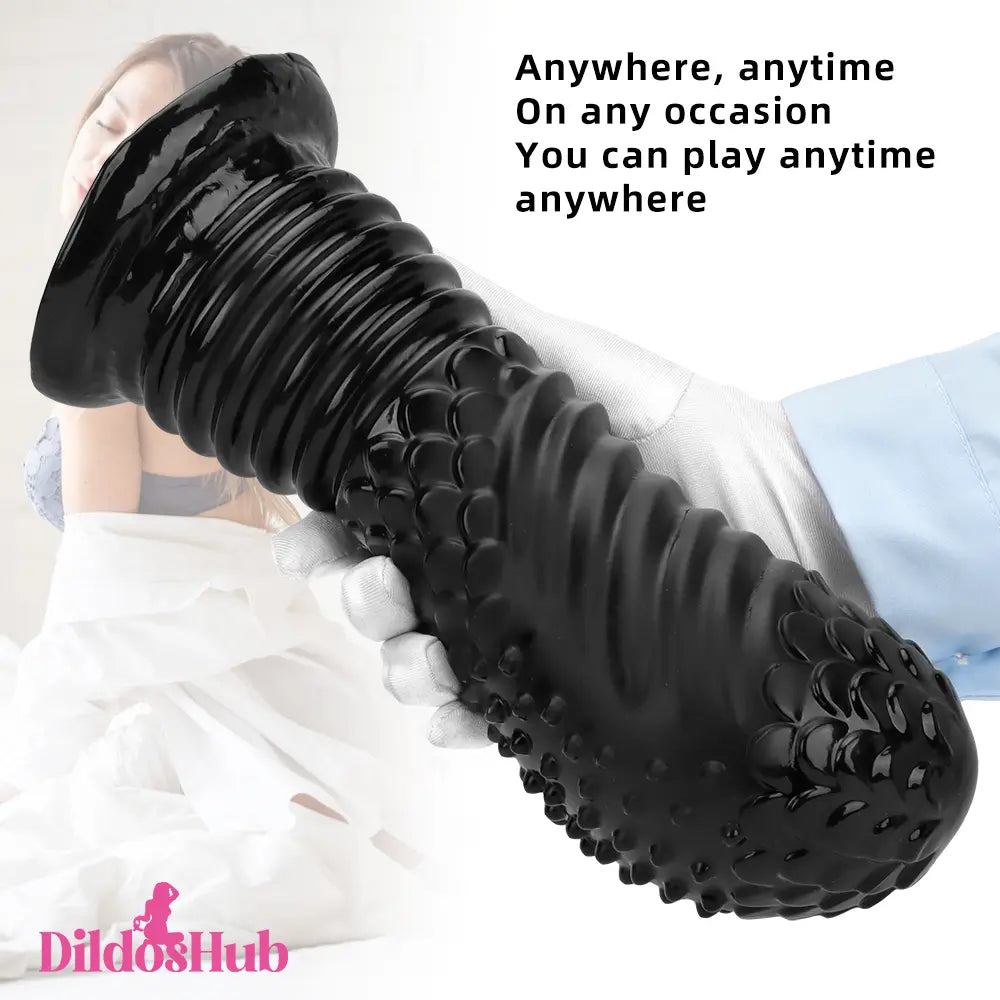 6.1in 8.46in 10.43in Fantasy Black Large Dildo Butt Plug For Fisting G-spot Dildos Hub