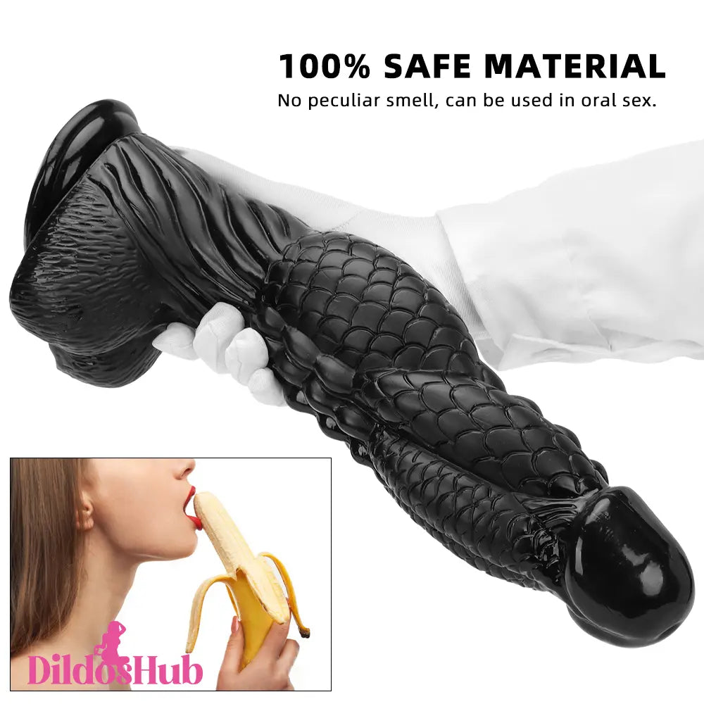 14.56in Big Black Thick Long Dragon Fantasy Monster Dildo Prostate Massager - Dildos Hub