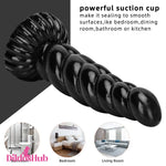 5.51in 7.87in 10.23in Spiral Black Butt Plug Male Female Suction Cup Dildo - Dildos Hub