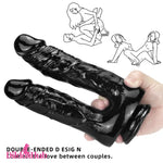 5.51in 5.9in 6.5in 9.44in Big Black Real Feeling PVC Dual Ended Dildo - Dildos Hub