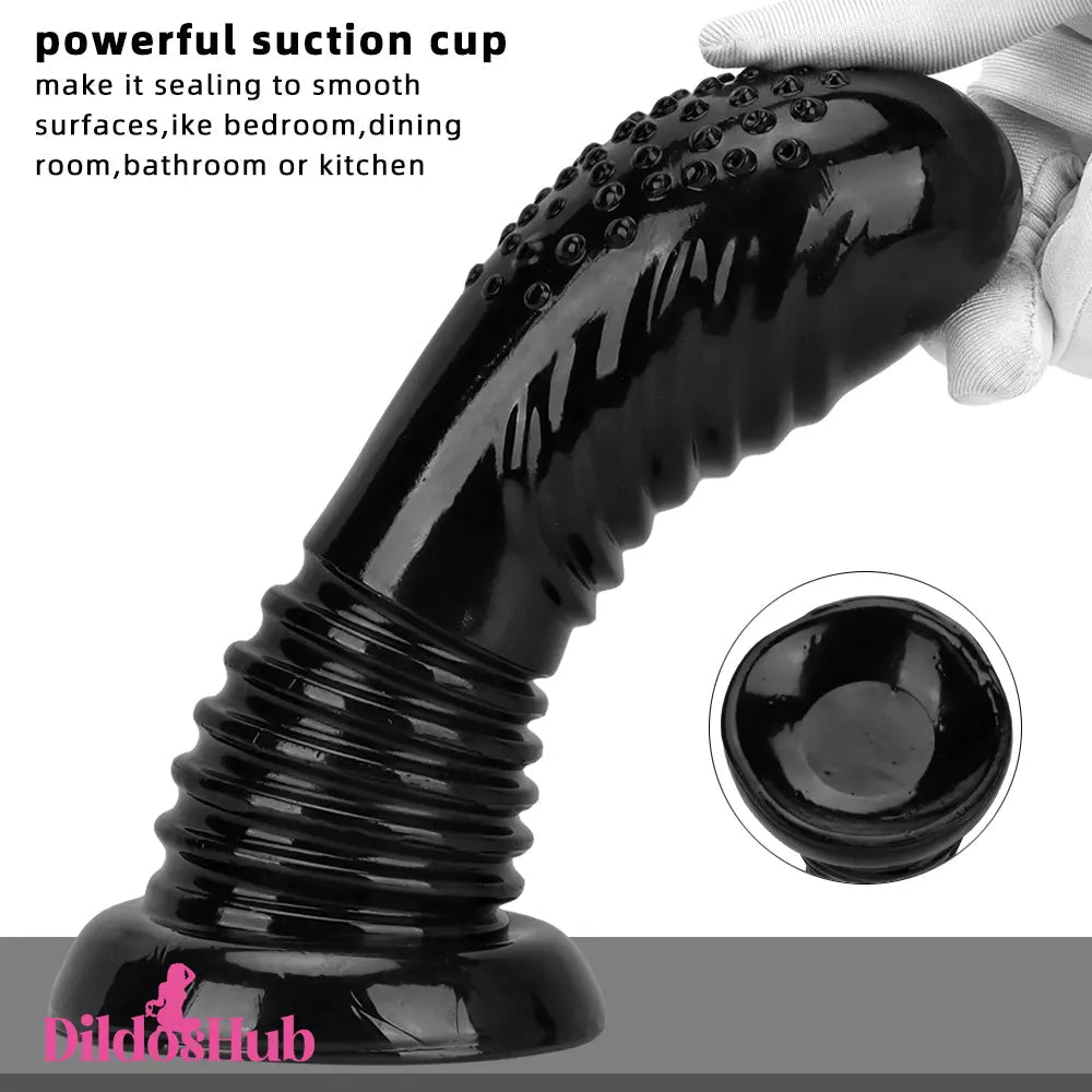 7.08in Fantasy Black Spiked Thick Dildo For Anus Vagina G-spot Simulation Dildos Hub