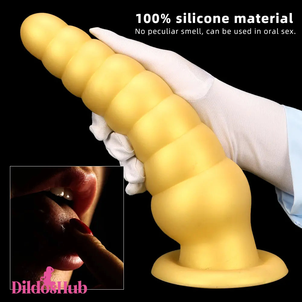 10.63in Soft Silicone Big Gold Butt Plug Dildo For Anal Clit Love Sex Toy Dildos Hub