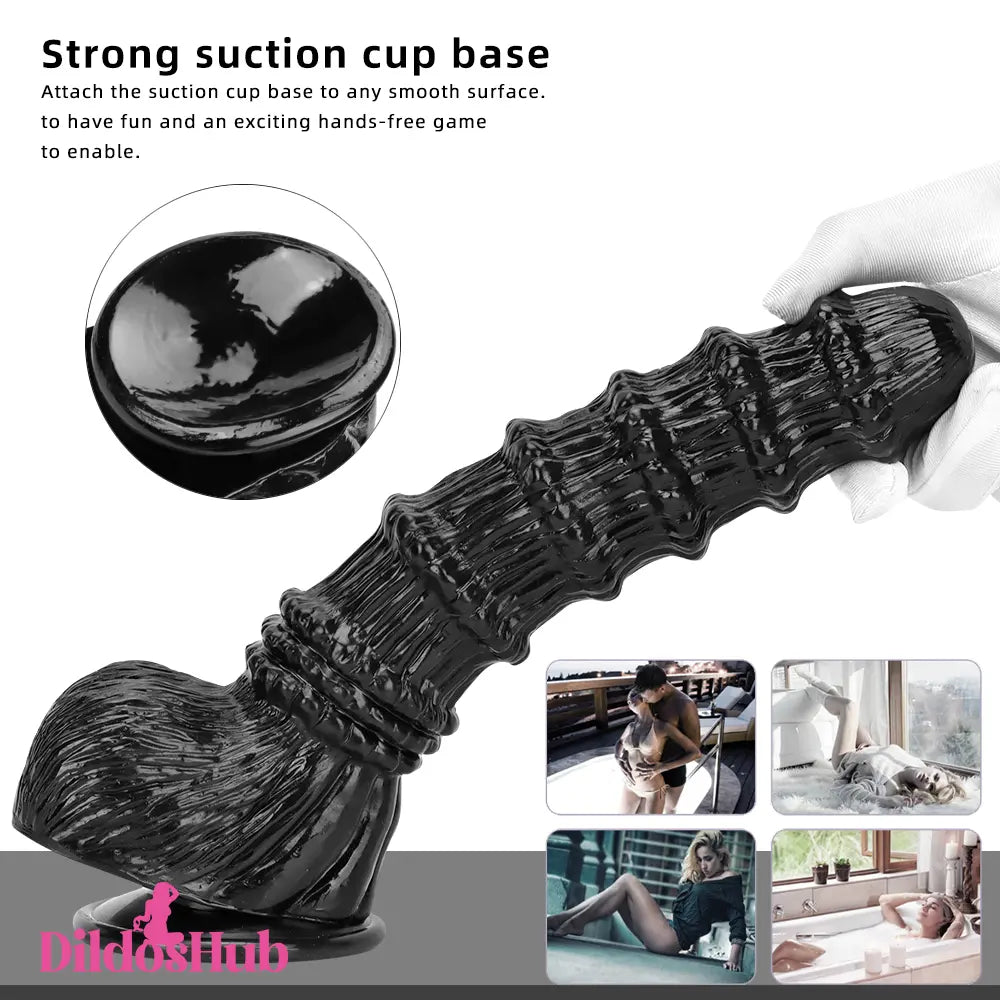 9.25in 9.64in 11.02in Big Black Animal Horse Cock Suction Cup Dildo - Dildos Hub