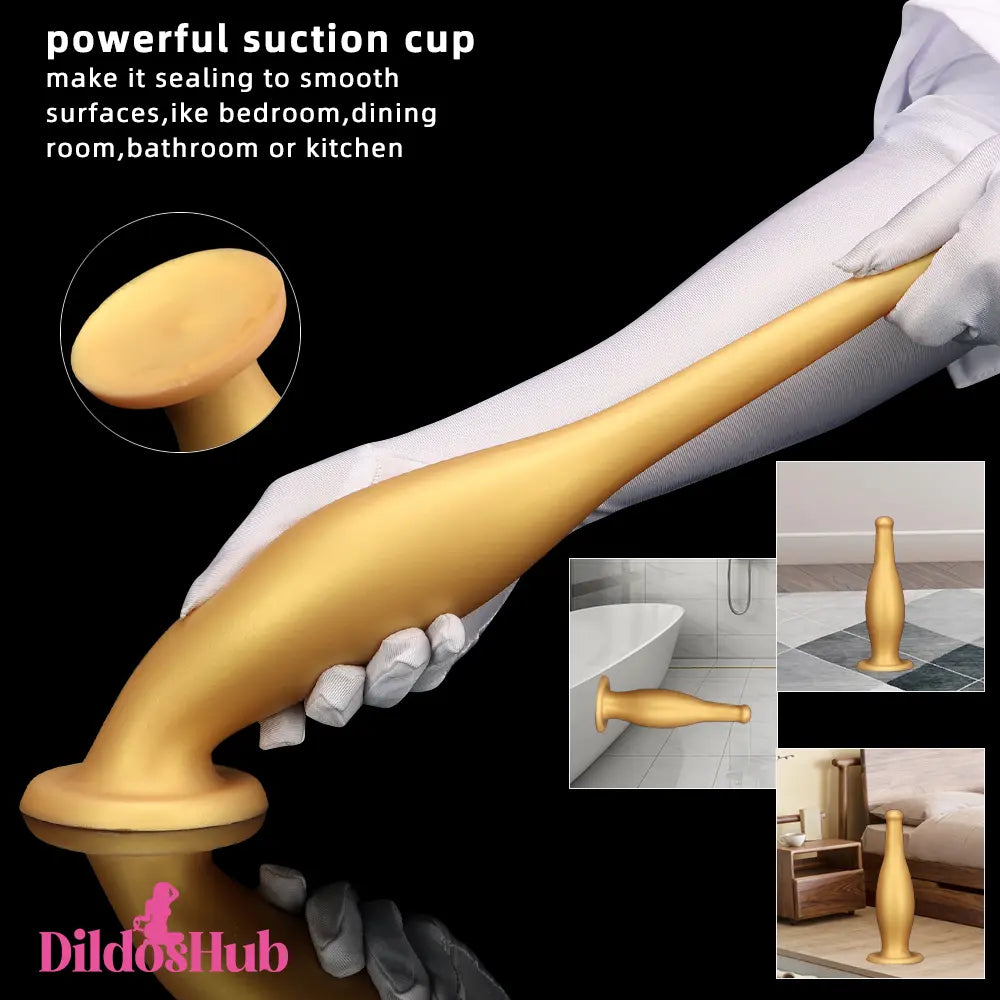 6.7in 11.41in Gold Beer Bottle Silicone Soft Big Anal Vaginal Butt Plug Dildo - Dildos Hub