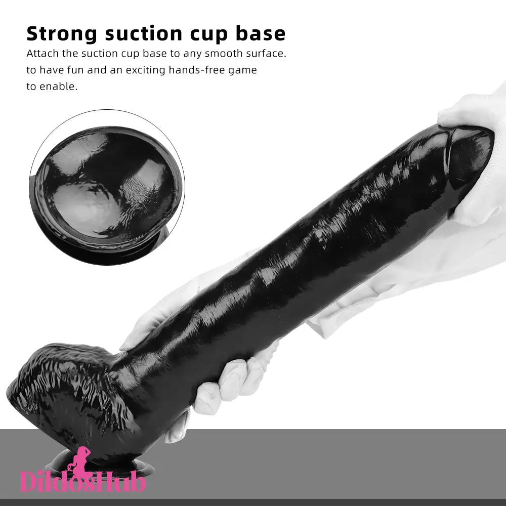 15.74in Extra Big Long Black Dildo Real BDSM Sex Toy For Women Love - Dildos Hub
