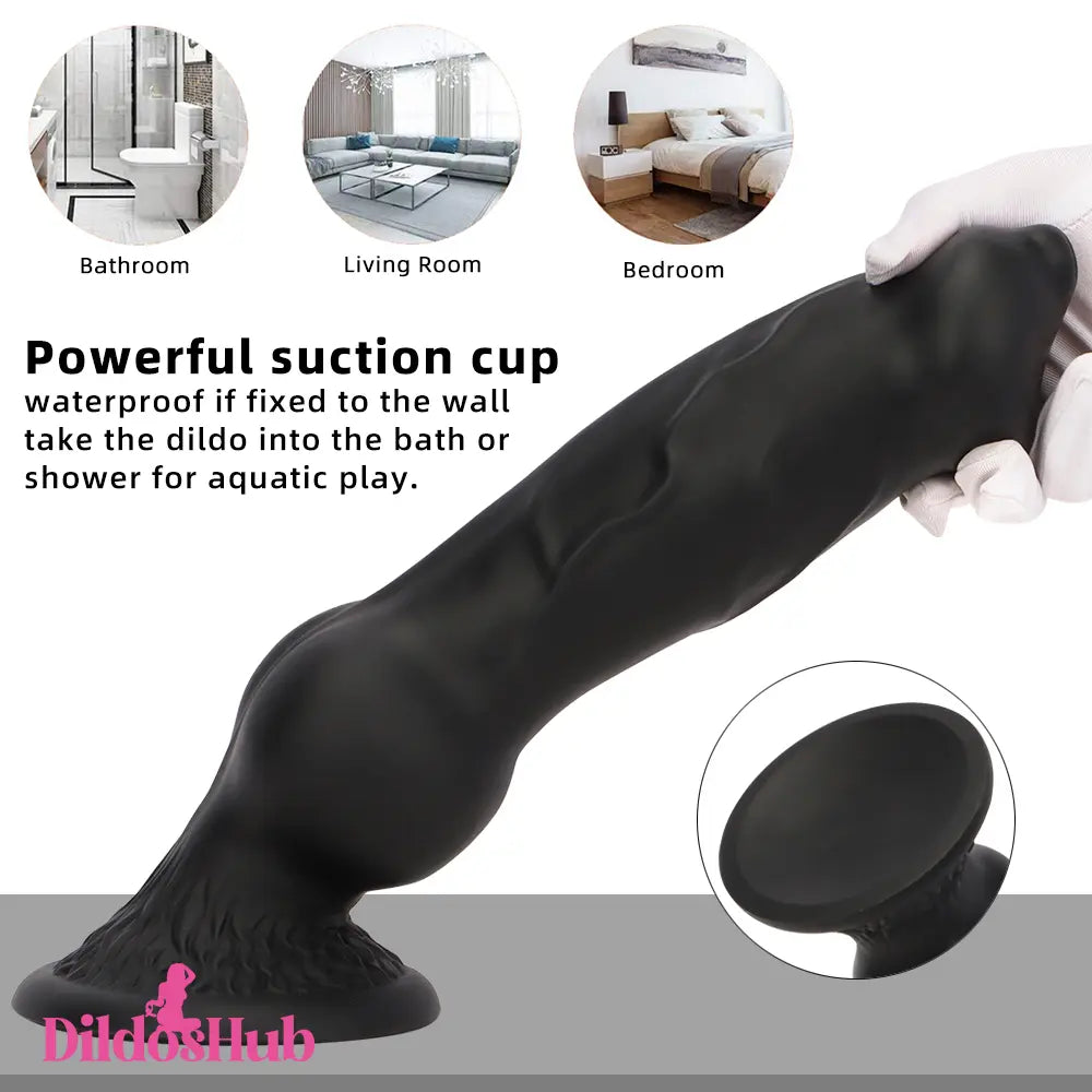 7.28in 7.48in 9.64in 10.62in 13in Big Black Silicone Dog Dildo Sex Toy - Dildos Hub