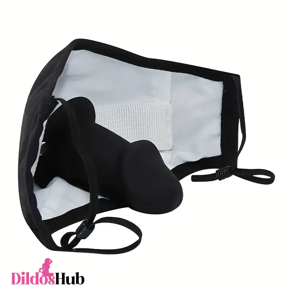 3.11in Wearable Mouth Face Mask Black Mini Dildo For BDSM Flirting Love