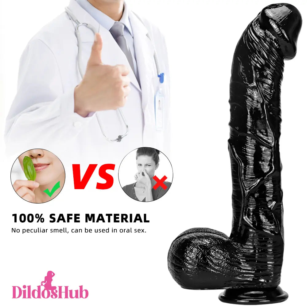 10.23in 13in Big Black Long Real Feeling Dildo For Female Masturbator - Dildos Hub