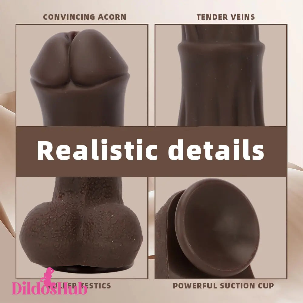 9.05in Ebony 4in1 Heating Thrusting Vibrating Rotation Remote Horse Dildo Dildos Hub