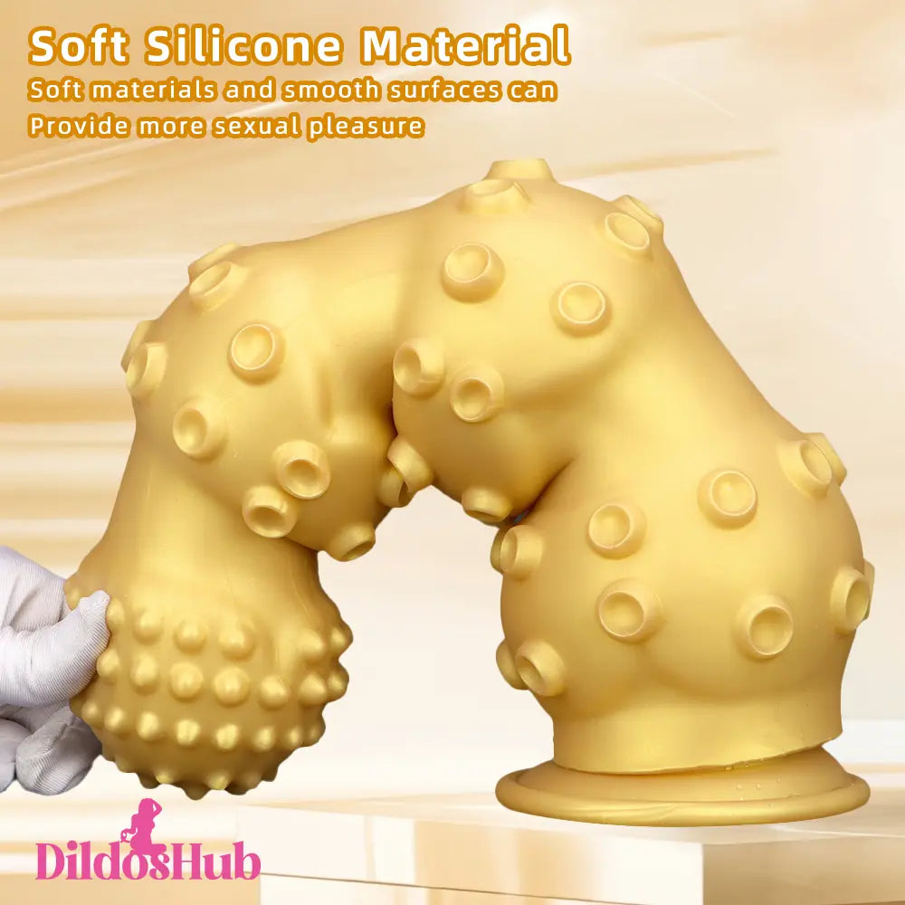 6.7in 9.84in 13.38in Gold Silicone Animal Octopus Big Butt Plug Dildo Dildos Hub
