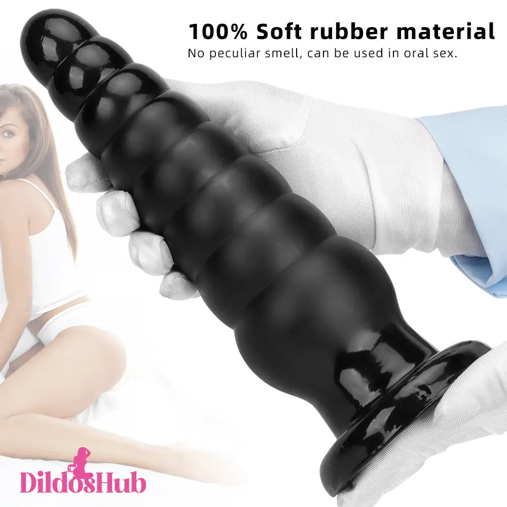 10.63in Realistic Big Silicone Black Dildo Butt Plug For G-spot Simulation Dildos Hub