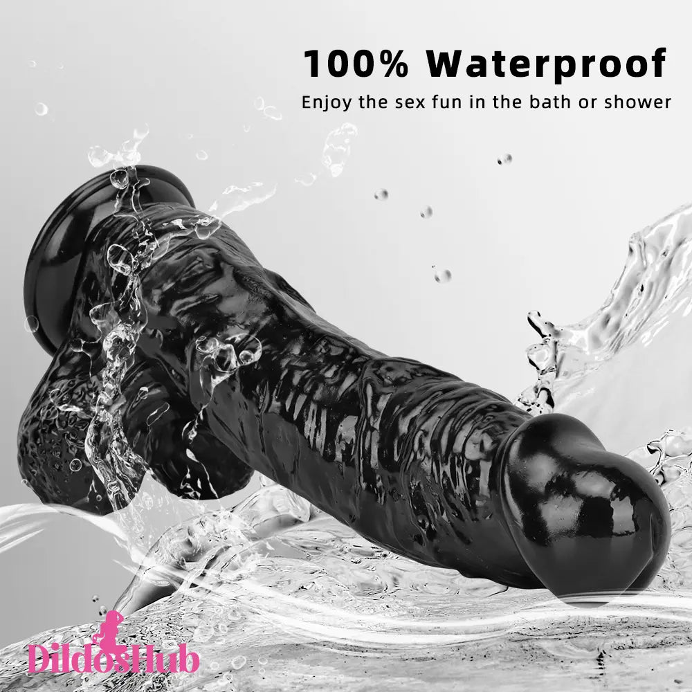 12.2in Super Big Thick Realistic Black Dildo BDSM Sex Toy For Women - Dildos Hub
