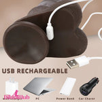 9.05in Ebony 4in1 Heating Thrusting Vibrating Rotation Remote Horse Dildo Dildos Hub