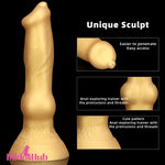 3.81in 7.48in Gold Silicone Soft Small Dog Dildo For Vaginal Masturbator - Dildos Hub