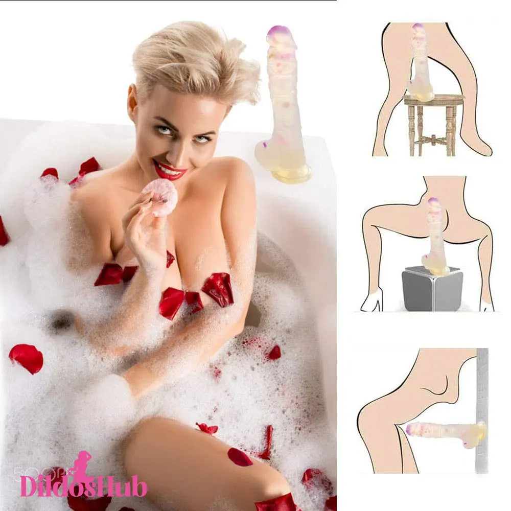 9.25in Jelly Dildo With Color Particles For Vaginal Female Vagina G-spot - Dildos Hub