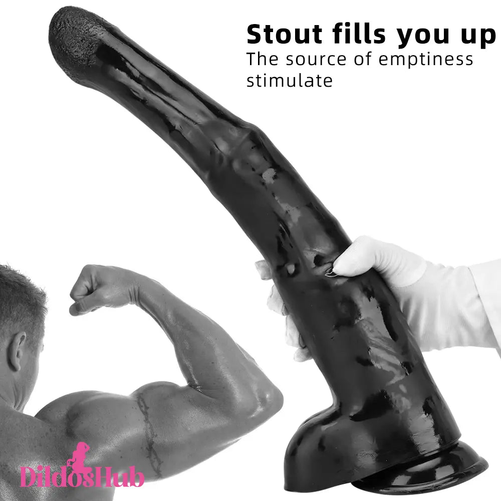 18.5in Big Long Black Dildo Real BDSM Animal Horse Prostate Massager - Dildos Hub