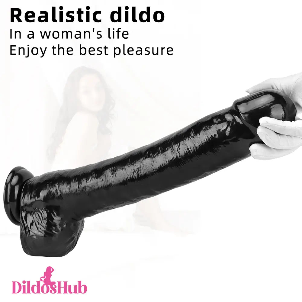15.74in Extra Big Long Black Dildo Real BDSM Sex Toy For Women Love - Dildos Hub
