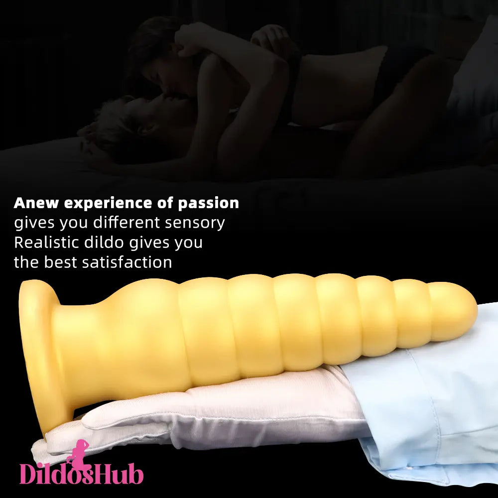 10.63in Soft Silicone Big Gold Butt Plug Dildo For Anal Clit Love Sex Toy Dildos Hub