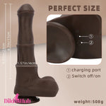 9.05in Ebony 4in1 Heating Thrusting Vibrating Rotation Remote Horse Dildo Dildos Hub