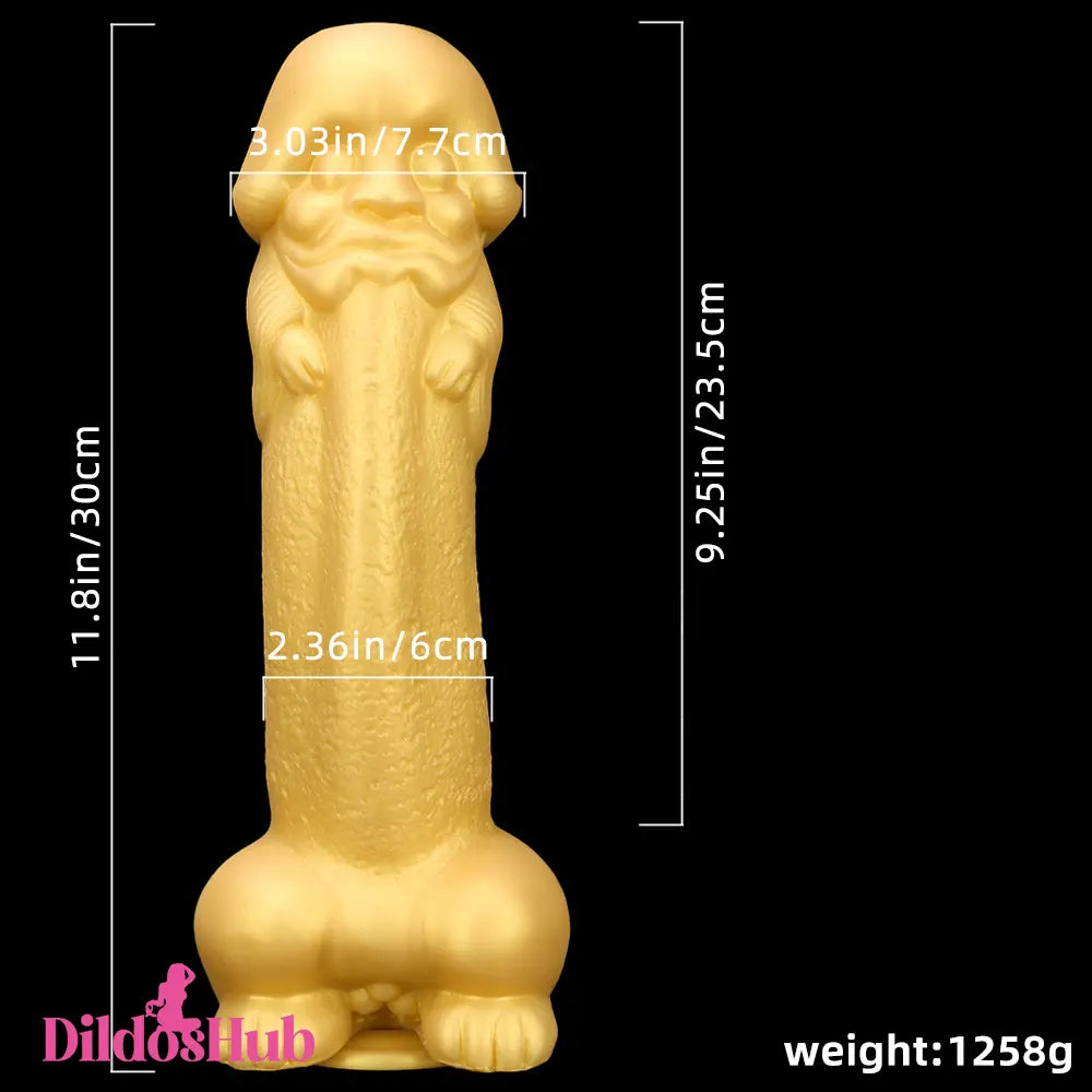 11.8in Liquid Huge Soft Silicone Fantasy Thick Gold Anal Female Dildo Dildos Hub