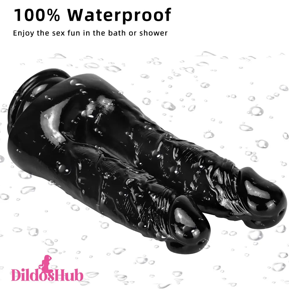 5.51in 5.9in 6.5in 9.44in Big Black Real Feeling PVC Dual Ended Dildo - Dildos Hub