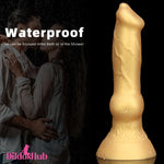 3.81in 7.48in Gold Silicone Soft Small Dog Dildo For Vaginal Masturbator - Dildos Hub