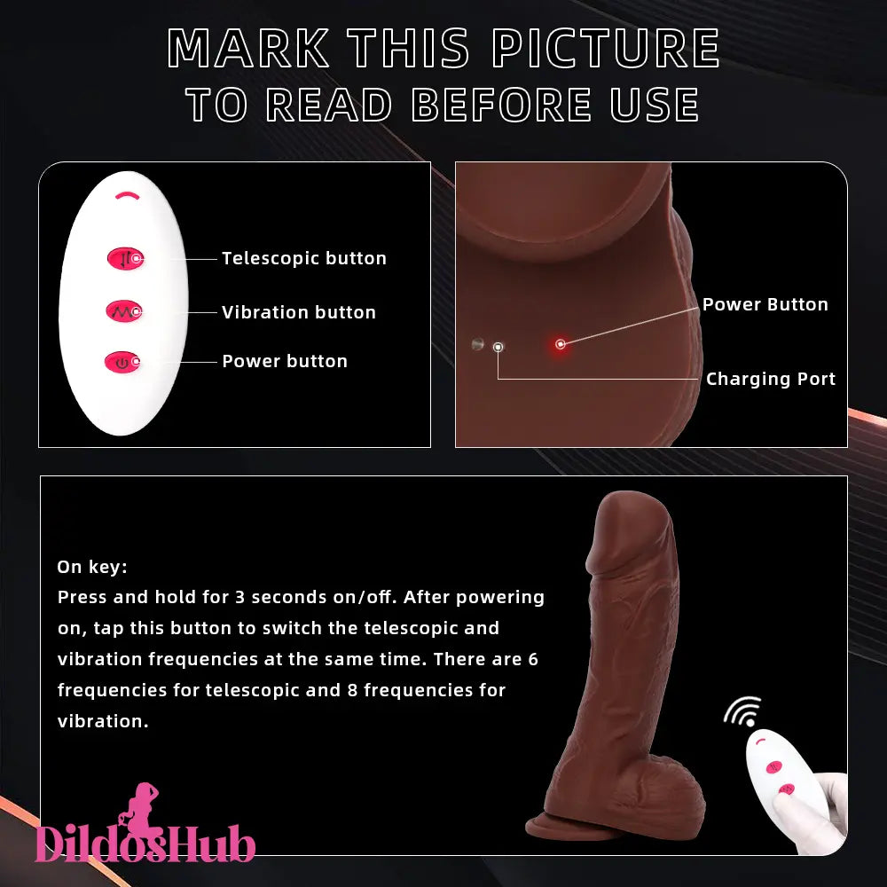 8.85in Intelligent Heating Thrusting Vibrating Automatic Remote Anal Dildo Dildos Hub