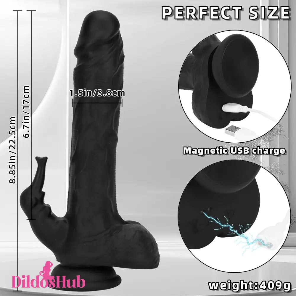 8.85in Elephant 3in1 Heating Thrusting Vibrating Remote Prostate Dildo Dildos Hub