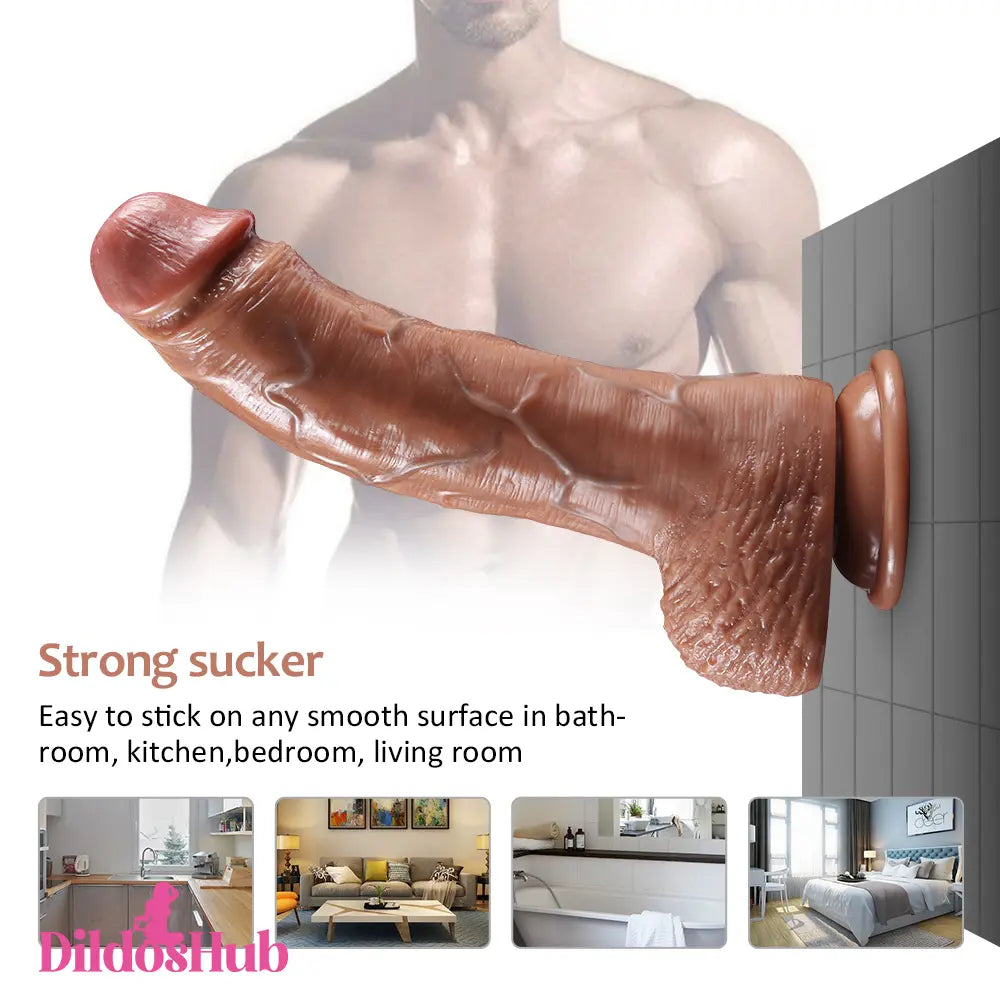 9.25in Real Feeling Lifelike Dildo With Vivid Blue Veins For Vagina G-spot - Dildos Hub