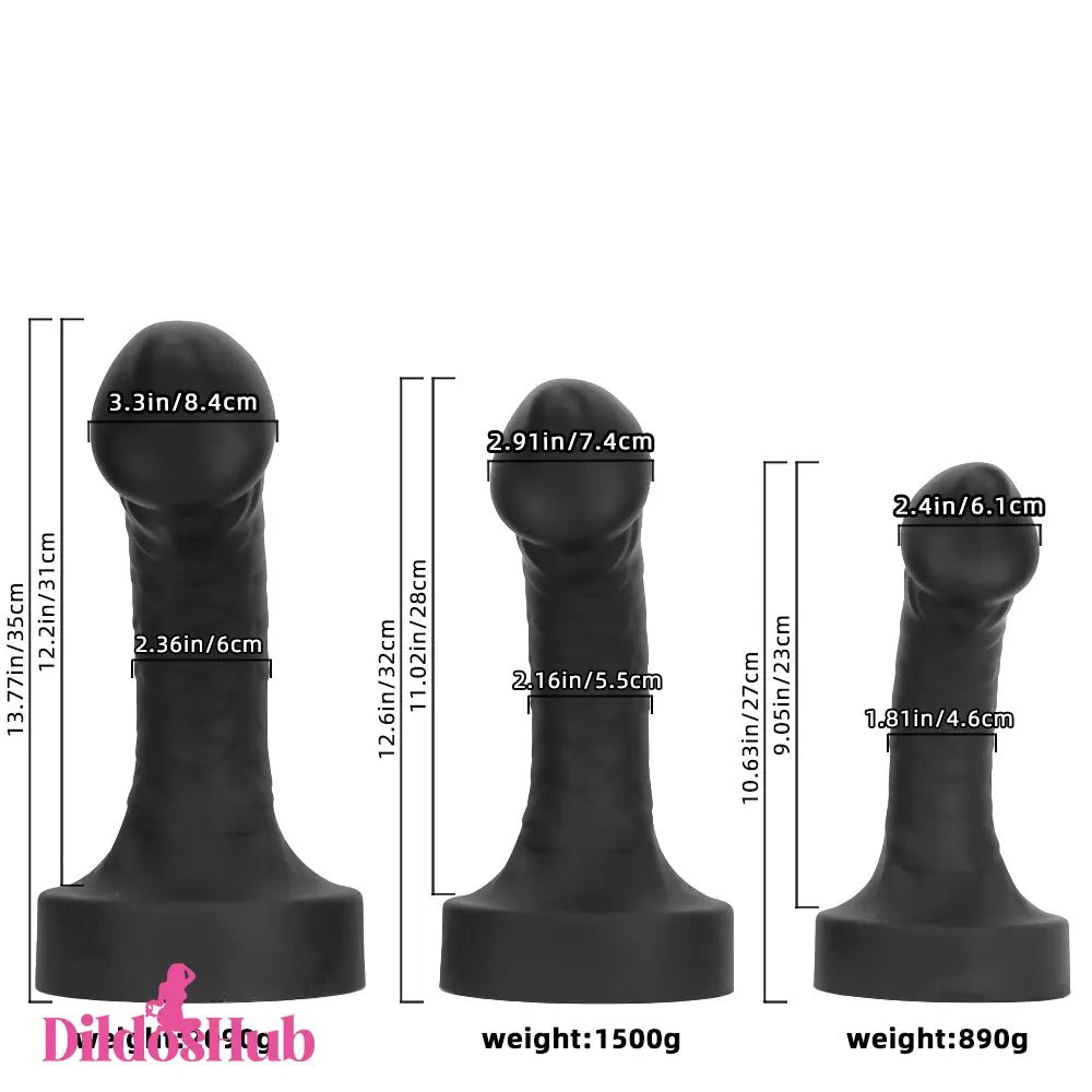 10.63in 12.6in 13.77in Silicone Big Soft Curved Black Dildo Women Sex Toy Dildos Hub