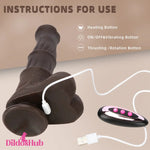 9.05in Ebony 4in1 Heating Thrusting Vibrating Rotation Remote Horse Dildo Dildos Hub