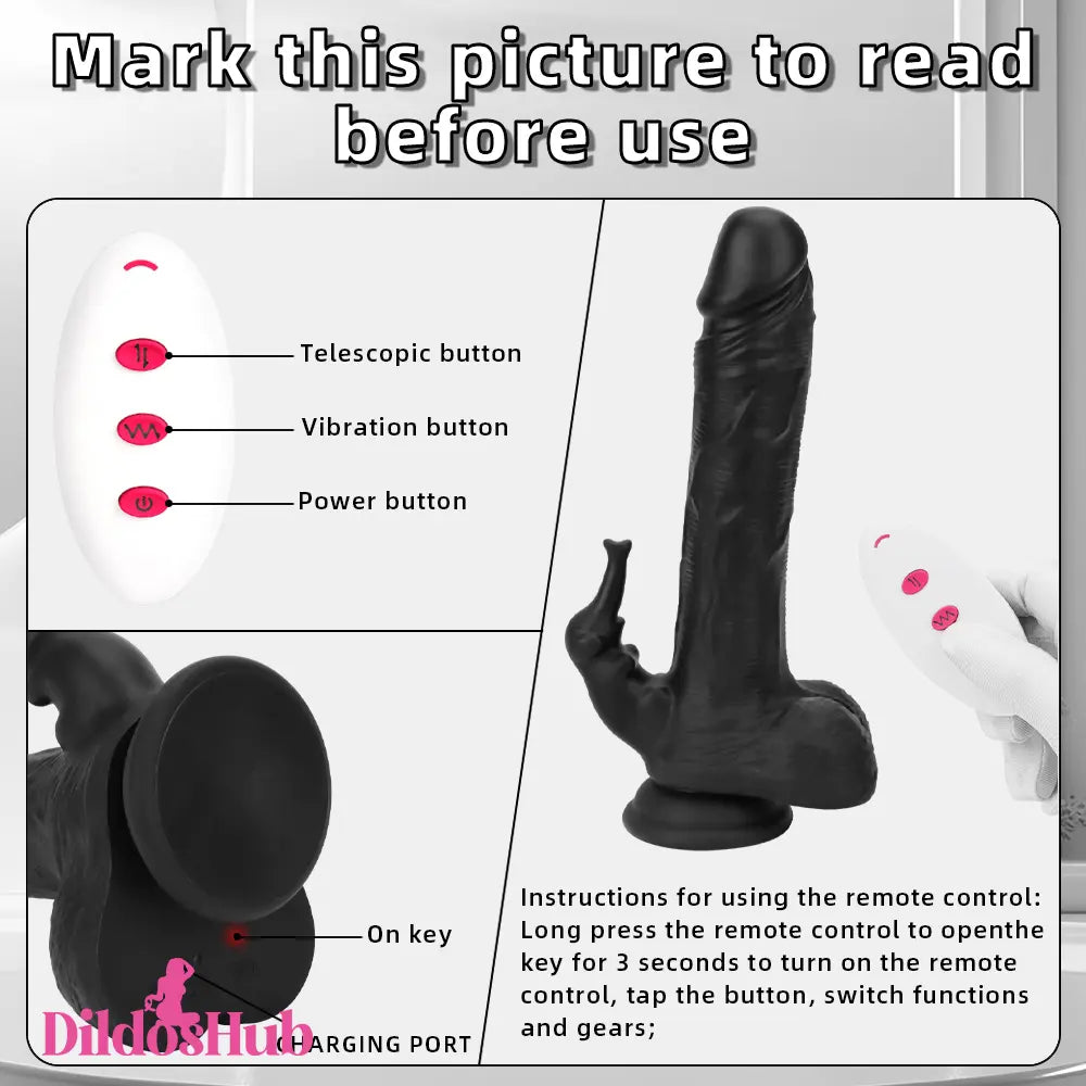 8.85in Elephant 3in1 Heating Thrusting Vibrating Remote Prostate Dildo Dildos Hub