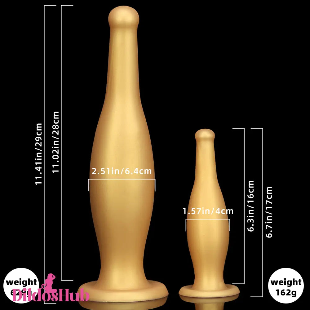 6.7in 11.41in Gold Beer Bottle Silicone Soft Big Anal Vaginal Butt Plug Dildo - Dildos Hub
